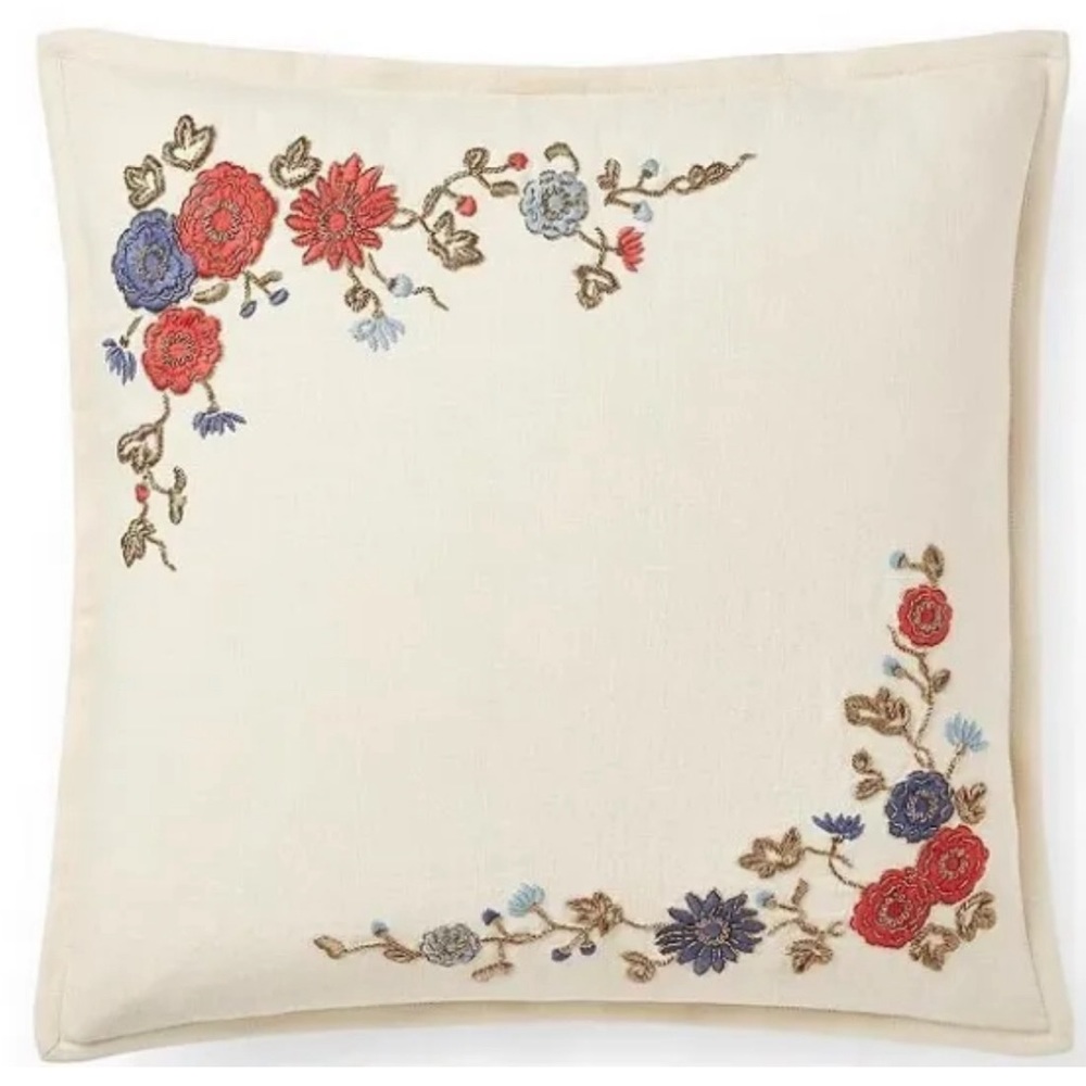 Ralph Lauren Macall Remy Embroidery metal Bullion Deco Pillow w/ 2small stains.
